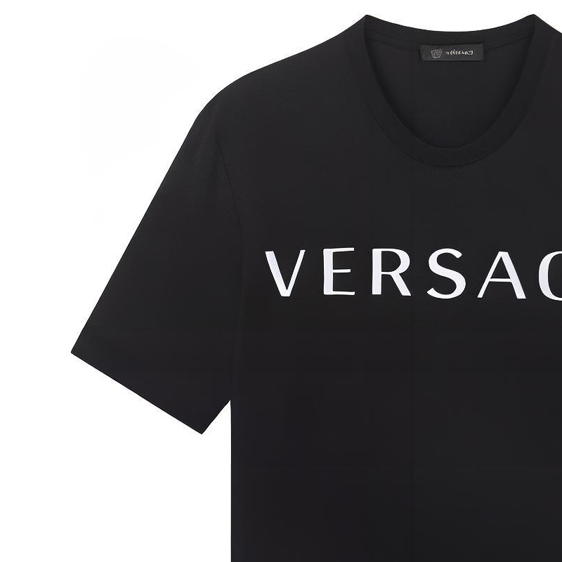 Shop 范思哲 黑色刺绣Logo圆领T恤 A87021S-A230901-A99C