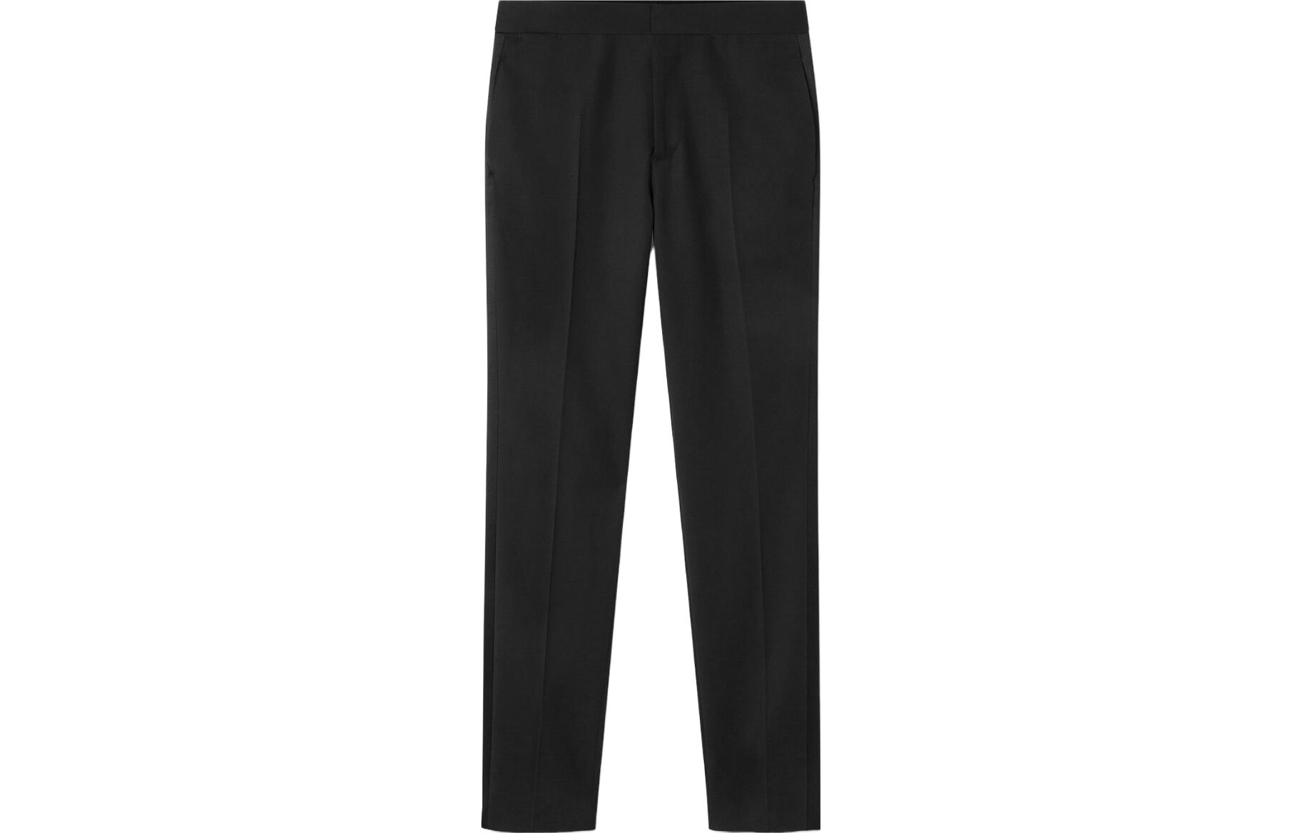 Order VERSACE  Black Formal Satin-Band Slim Fit Straight-Leg Trousers. 1012582-1A08920-1B000