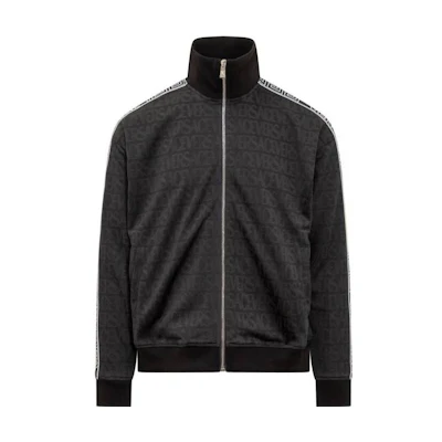 VERSACE Black Full-Print Logo Zip-Up Jacket 1010685-1A07748-1B000