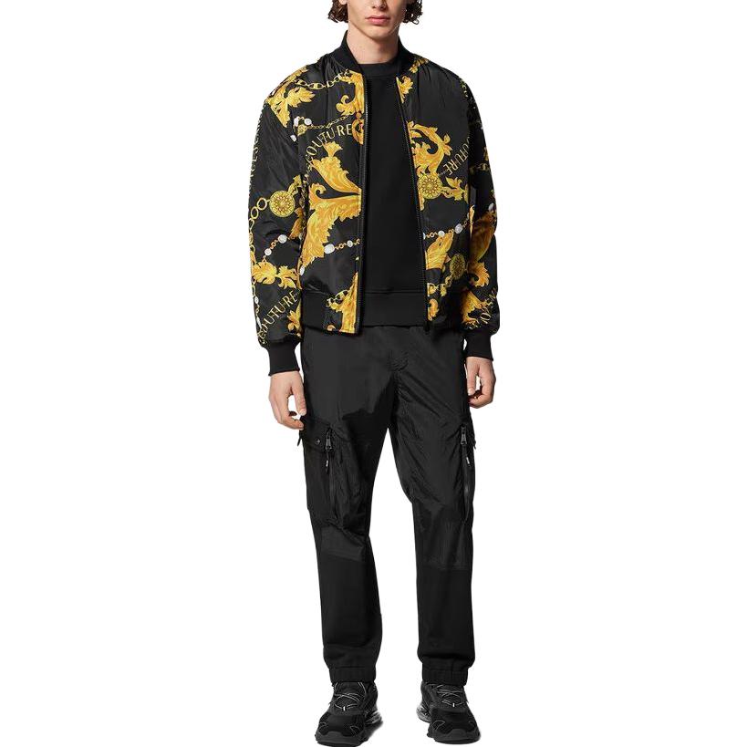 Versace  Black Gold Zipper Letter Print Long Sleeve Jacket E75GASD0-04ECQS7-0EG89 圖 3