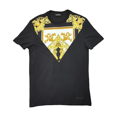 VERSACE Black Graphic Print Crewneck Casual Short Sleeve T-Shirt 1012174-1A08822-5B070