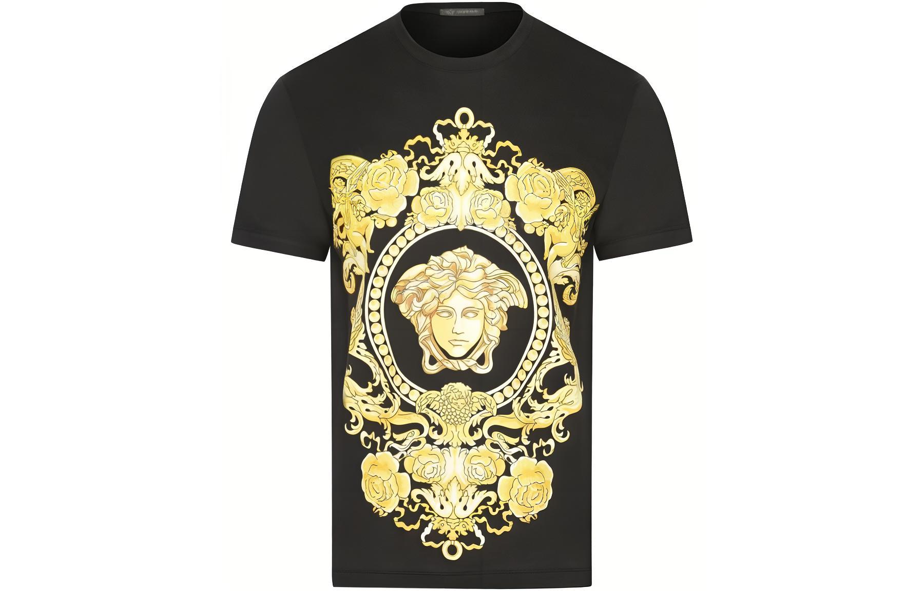 VERSACE  Black Graphic Print Short Sleeve T-Shirt A83669-A224589-A008