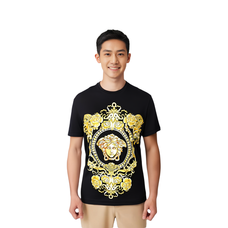 VERSACE  Black Graphic Print Short Sleeve T-Shirt A83669-A224589-A008 圖 4