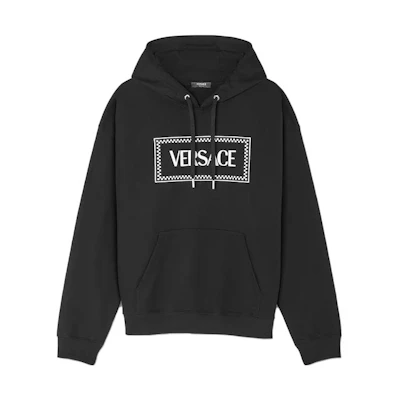 VERSACE Black Hoodie with Letter Print Design. 1012564-1A09063-1B000