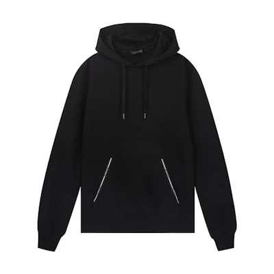 VERSACE Black Hoodie with Solid Logo Letter Print and Drawstring. A81512S-A234889-A1008