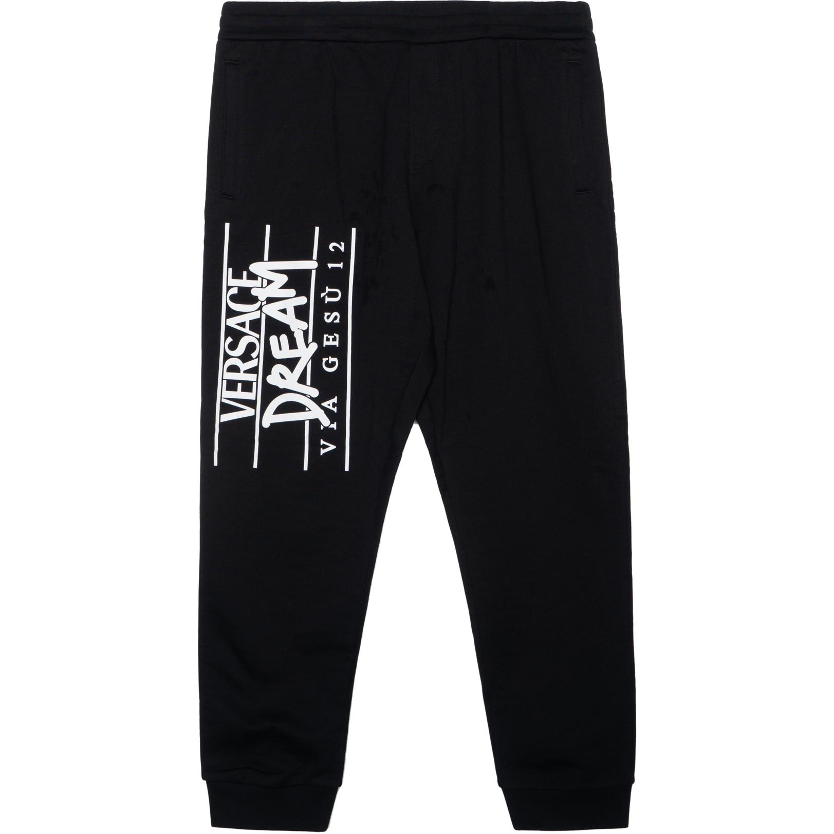 Order VERSACE  Black Knit Joggers with Solid Color and Letter Print Design. 1005204-1A03493-1B000