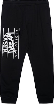 VERSACE Black Knit Joggers with Solid Color and Letter Print Design. 1005204-1A03493-1B000 Order VERSACE Black Knit Joggers with Solid Color and Letter Print Design. 1005204-1A03493-1B000
