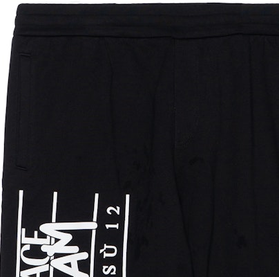 VERSACE Black Knit Joggers with Solid Color and Letter Print Design. 1005204-1A03493-1B000 1