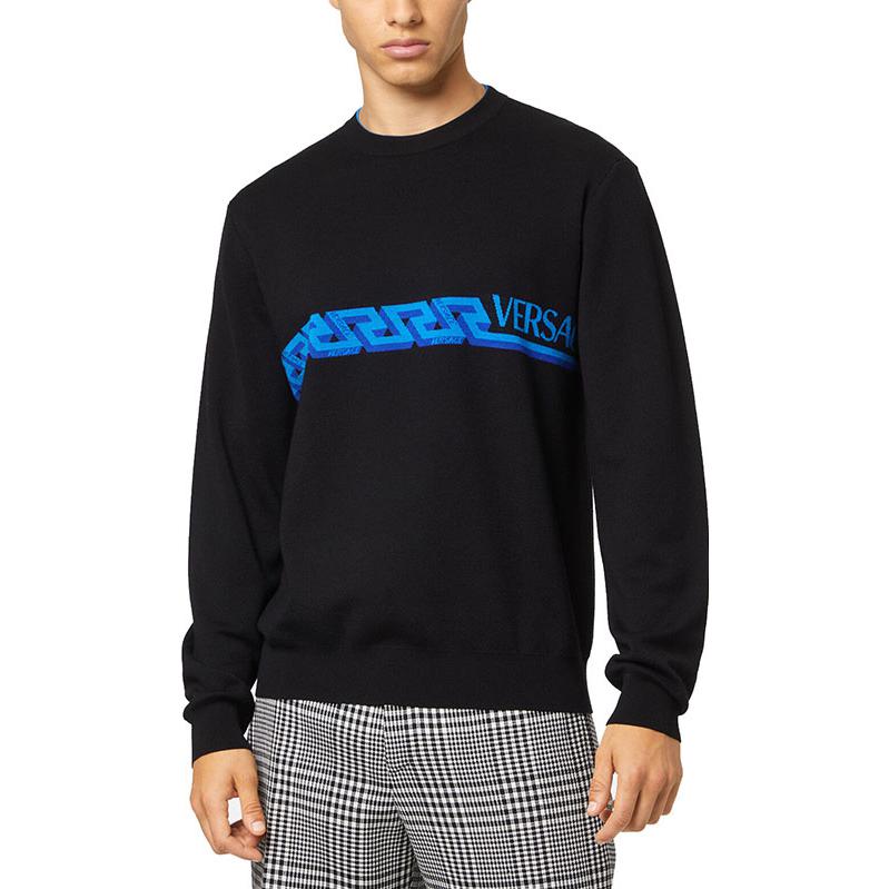 VERSACE  Black Knit Wool Sweater with Logo Lettering Print. 1003703-1A02549-1B000 圖 5