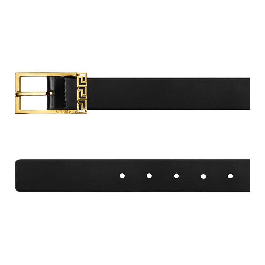 Lookbook VERSACE Cinturón de Piel Negra con Hebilla Metálica Grabada con Logo - 3CM. 1015105-1A08779_1B00V