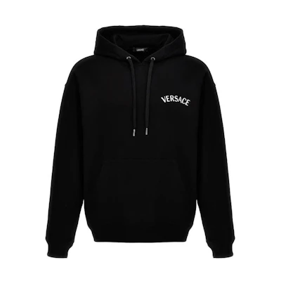 VERSACE Black Letter Logo Hoodie - Long Sleeve, Slim Fit. 1013979-1A09923-1B000