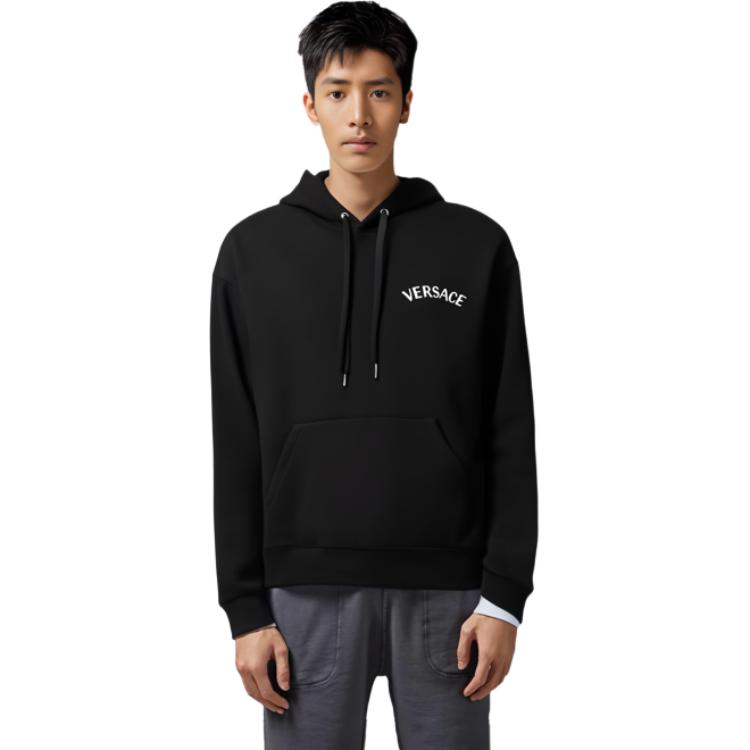 Purchase VERSACE Hoodie Hitam Logo Huruf - Lengan Panjang, Slim Fit. 1013979-1A09923-1B000