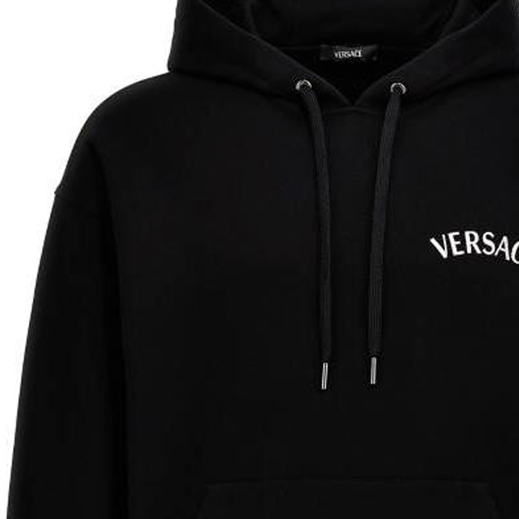 Details for VERSACE Hoodie Hitam Logo Huruf - Lengan Panjang, Slim Fit. 1013979-1A09923-1B000