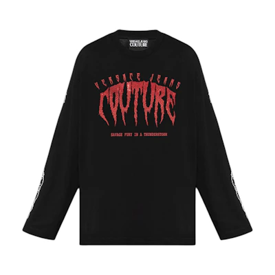 Versace Black Letter Print Crewneck Loose Fit Sweatshirt 77GAHE00-CJ00E-899