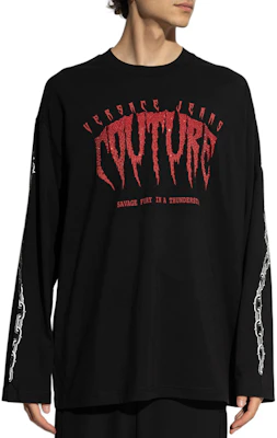 Sudadera Versace Negra Letras Estampadas Cuello Redondo Ajuste Holgado 77GAHE00-CJ00E-899 Lookbook Sudadera Versace Negra Letras Estampadas Cuello Redondo Ajuste Holgado 77GAHE00-CJ00E-899