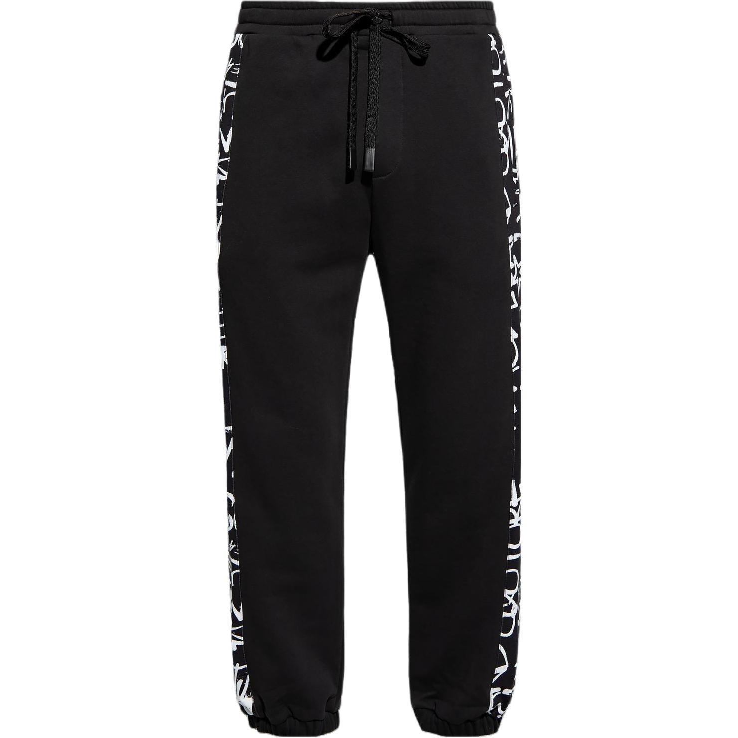 Versace  Black Letter Print Relaxed Jogger Pants with Drawstring. 75GAA316-FS093-899