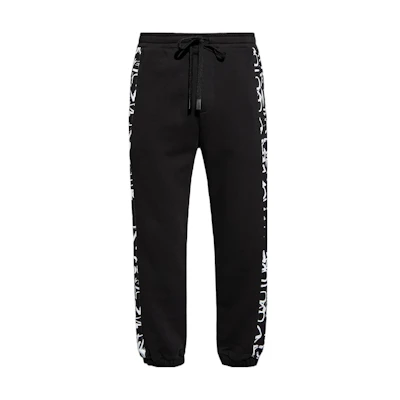 Versace Black Letter Print Relaxed Jogger Pants with Drawstring. 75GAA316-FS093-899