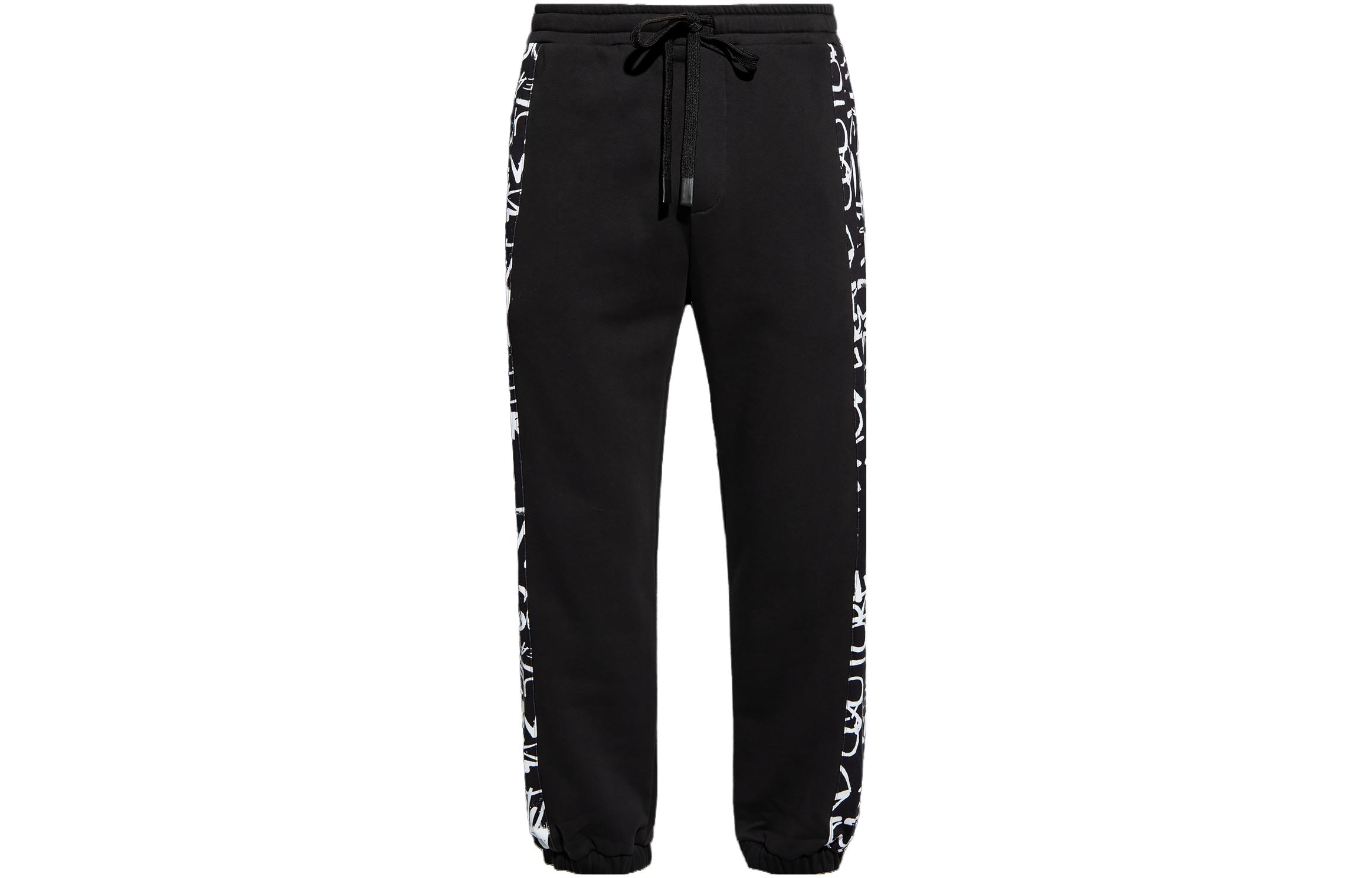 Order Versace  Black Letter Print Relaxed Jogger Pants with Drawstring. 75GAA316-FS093-899