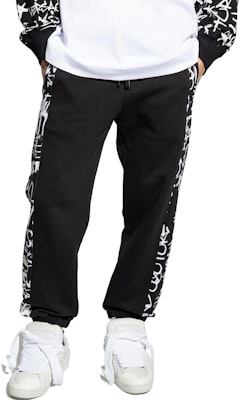 Versace Black Letter Print Relaxed Jogger Pants with Drawstring. 75GAA316-FS093-899 Shop Versace Black Letter Print Relaxed Jogger Pants with Drawstring. 75GAA316-FS093-899