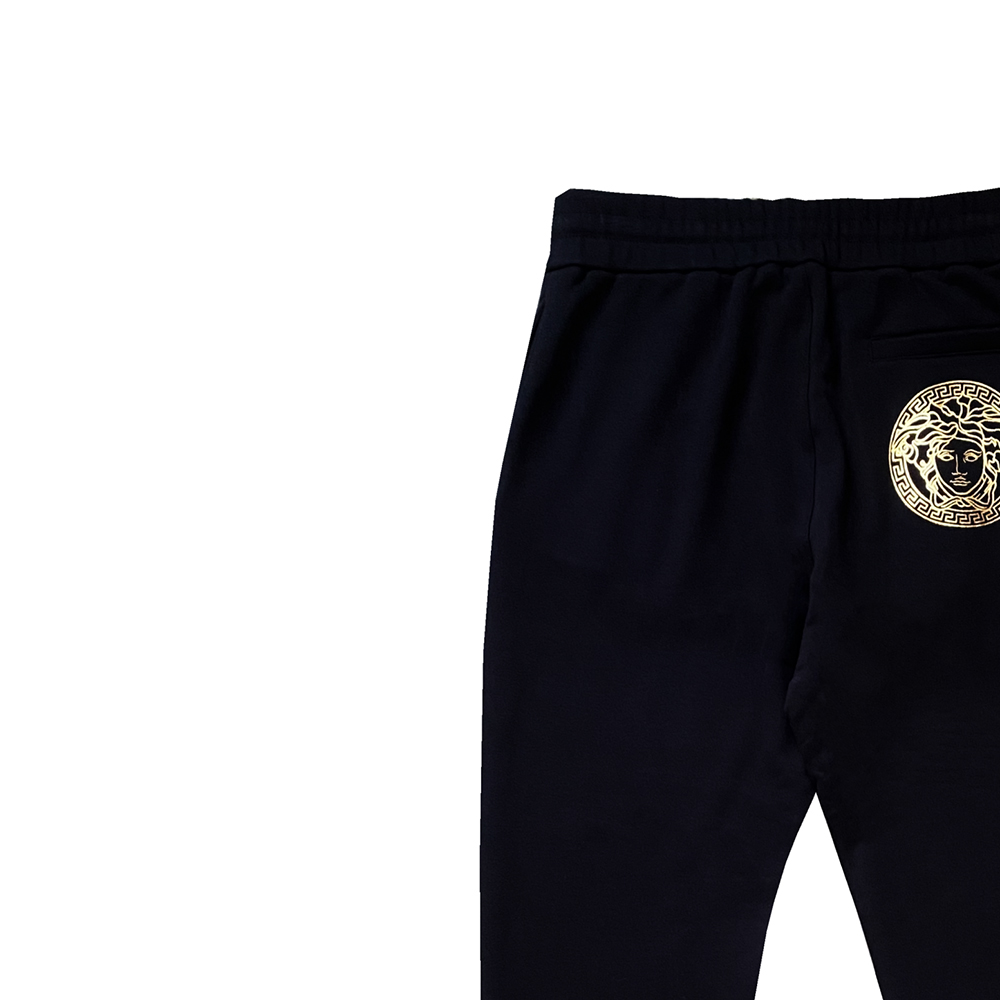 Sizing VERSACE 黑色徽标松紧腰徽章休闲裤 运动裤 A89515S-A234889-2B150