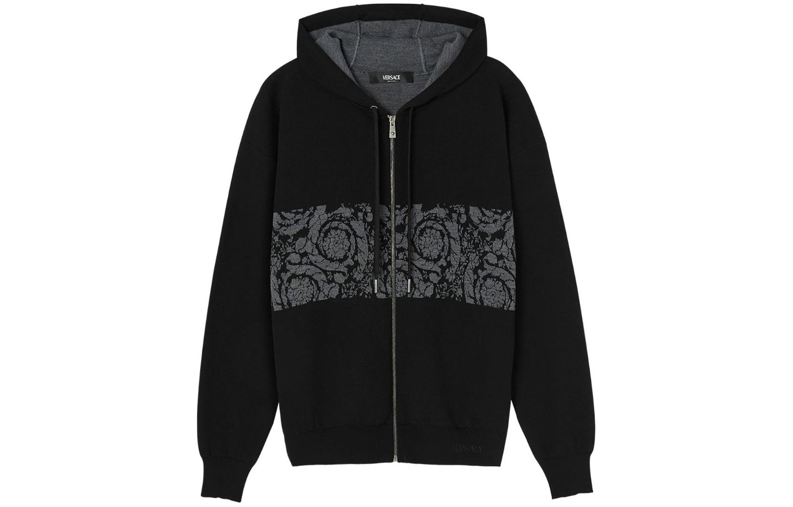 Order VERSACE Hoodie Jacket Hitam Logo Bordir. 1013254-1A09454-1B000