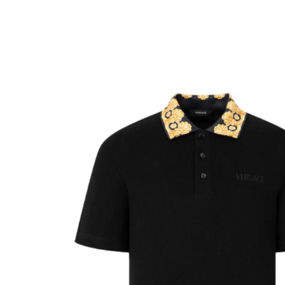 Purchase VERSACE  Black Logo Embroidered Polo Shirt Short Sleeve 1012260-1A10242-2B130