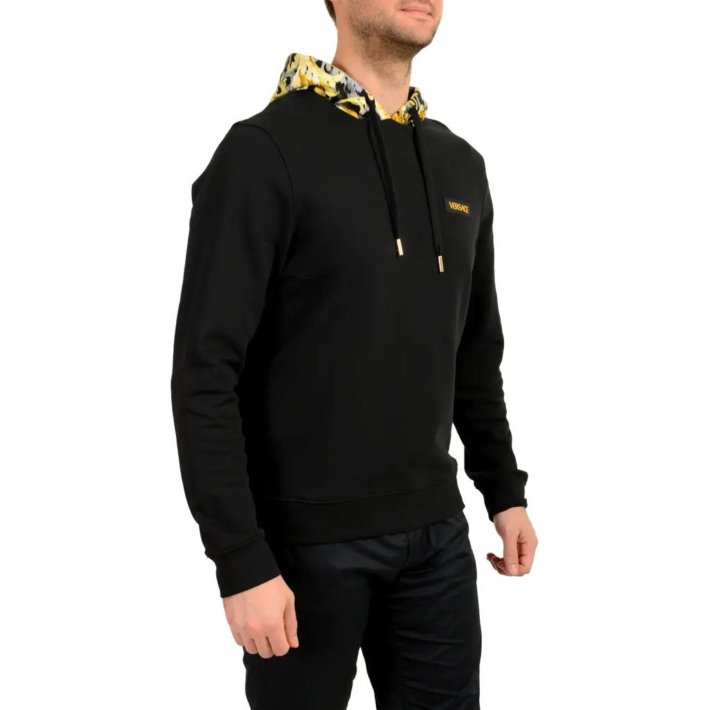 Details for VERSACE  Black Logo Patch Casual Hooded Sweatshirt 1015093-1A10596-5B000