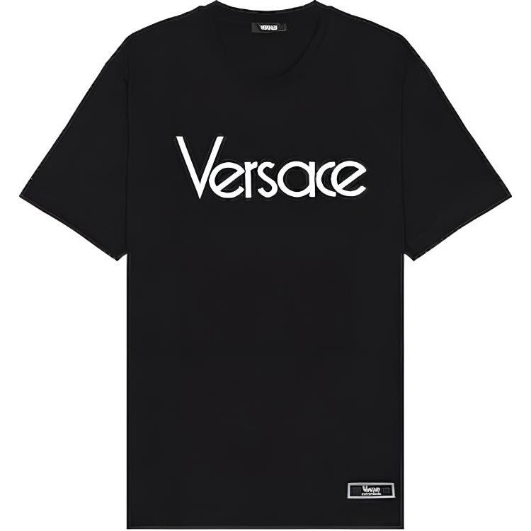 VERSACE  Black Logo Print Crew Neck Short Sleeve T-Shirt 1012545-1A09028-1B000