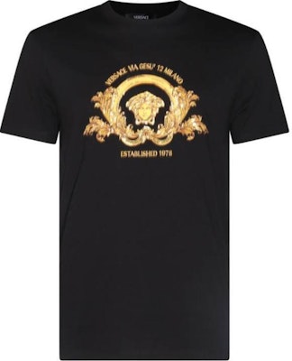 Versace 黑色印花標誌短袖圓領T恤 1013944-1A11472-1B000 Buy Versace 黑色印花標誌短袖圓領T恤 1013944-1A11472-1B000
