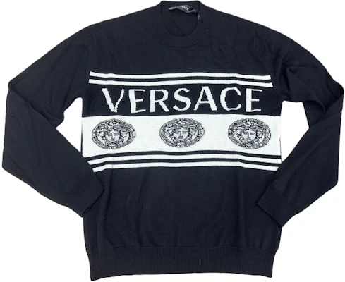 VERSACE Suéter Negro con Estampado de Logo en el Pecho 1002719-1A01993-BG1B000 Buy VERSACE Suéter Negro con Estampado de Logo en el Pecho 1002719-1A01993-BG1B000