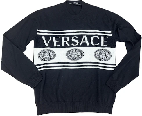 VERSACE Suéter Negro con Estampado de Logo en el Pecho 1002719-1A01993-BG1B000 Order VERSACE Suéter Negro con Estampado de Logo en el Pecho 1002719-1A01993-BG1B000
