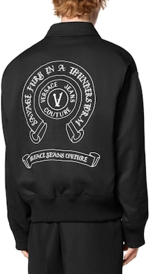 VERSACE Black Logo Print Long-Sleeve Button-Up Jacket E77GASD19-ECN01D-E899 Purchase VERSACE Black Logo Print Long-Sleeve Button-Up Jacket E77GASD19-ECN01D-E899