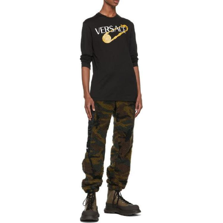 Versace  Black Long Sleeve Crewneck T-Shirt with Logo Print 1001748-1A00932-1B000 圖 5
