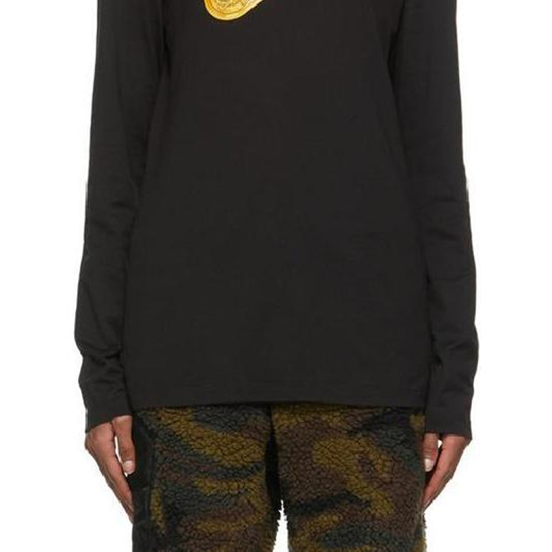 Versace  Black Long Sleeve Crewneck T-Shirt with Logo Print 1001748-1A00932-1B000 圖 6