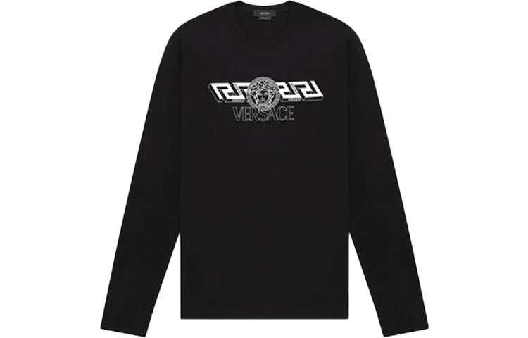 Order 范思哲 黑色印花纯色长袖T恤 1004229-1A02800-1B000