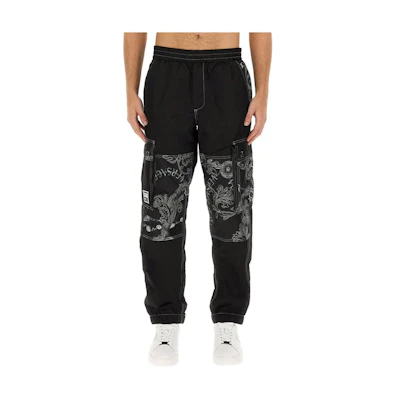 VERSACE Black Low-Rise Relaxed Fit Straight-Leg Casual Pants. 75GAAD-11CQS-70899