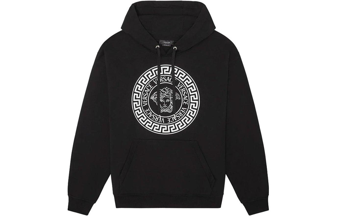 VERSACE  Black Medusa Letter Print Hoodie Sweatshirt. A89514S-A234889-2B150