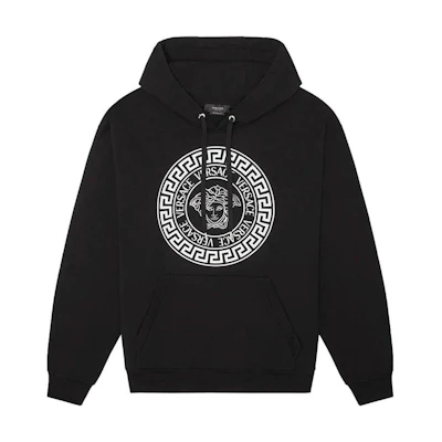 VERSACE Black Medusa Letter Print Hoodie Sweatshirt. A89514S-A234889-2B150