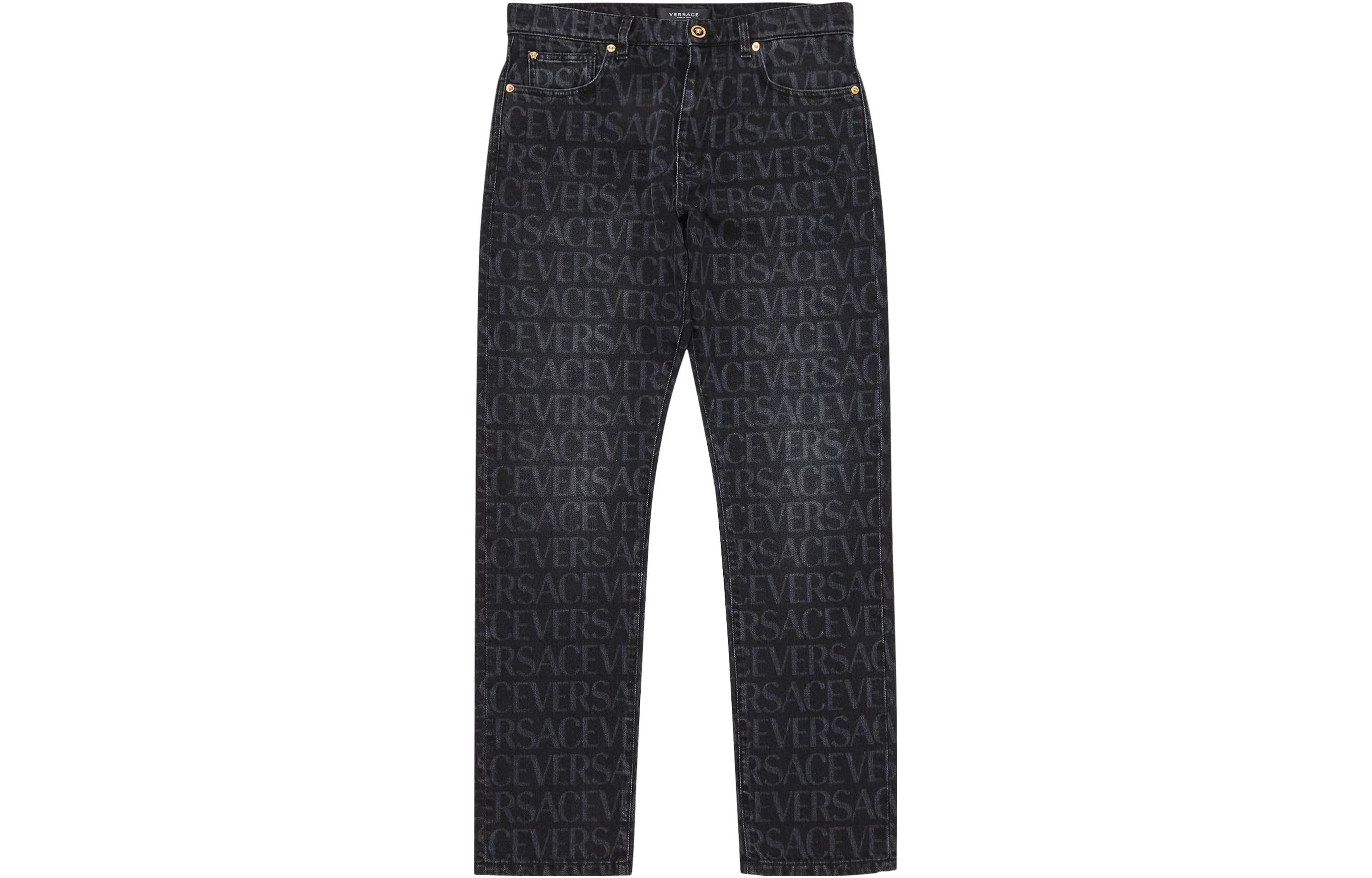 VERSACE  Black Mid-Rise Straight-Leg Jeans with All-Over Logo. 1007837-1A06800-1D530 圖 2