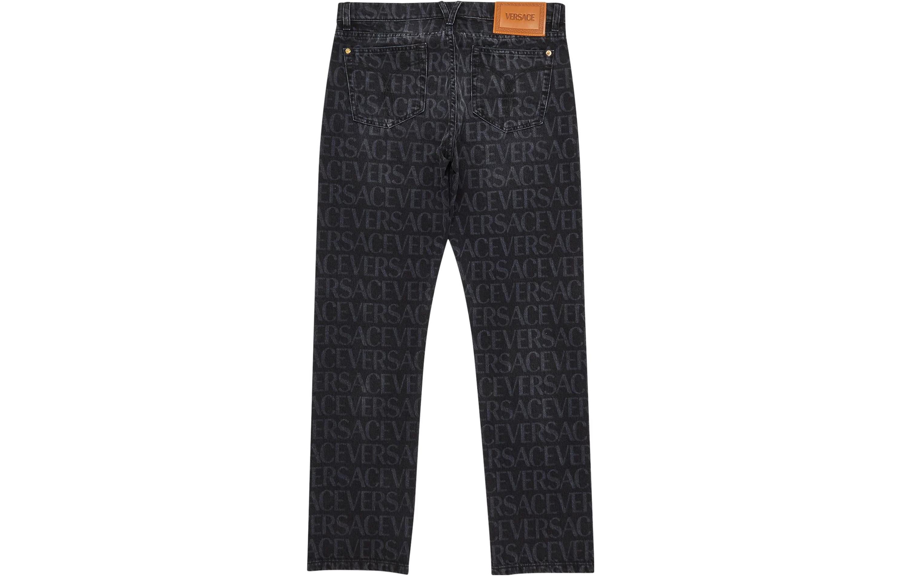 VERSACE  Black Mid-Rise Straight-Leg Jeans with All-Over Logo. 1007837-1A06800-1D530 圖 3