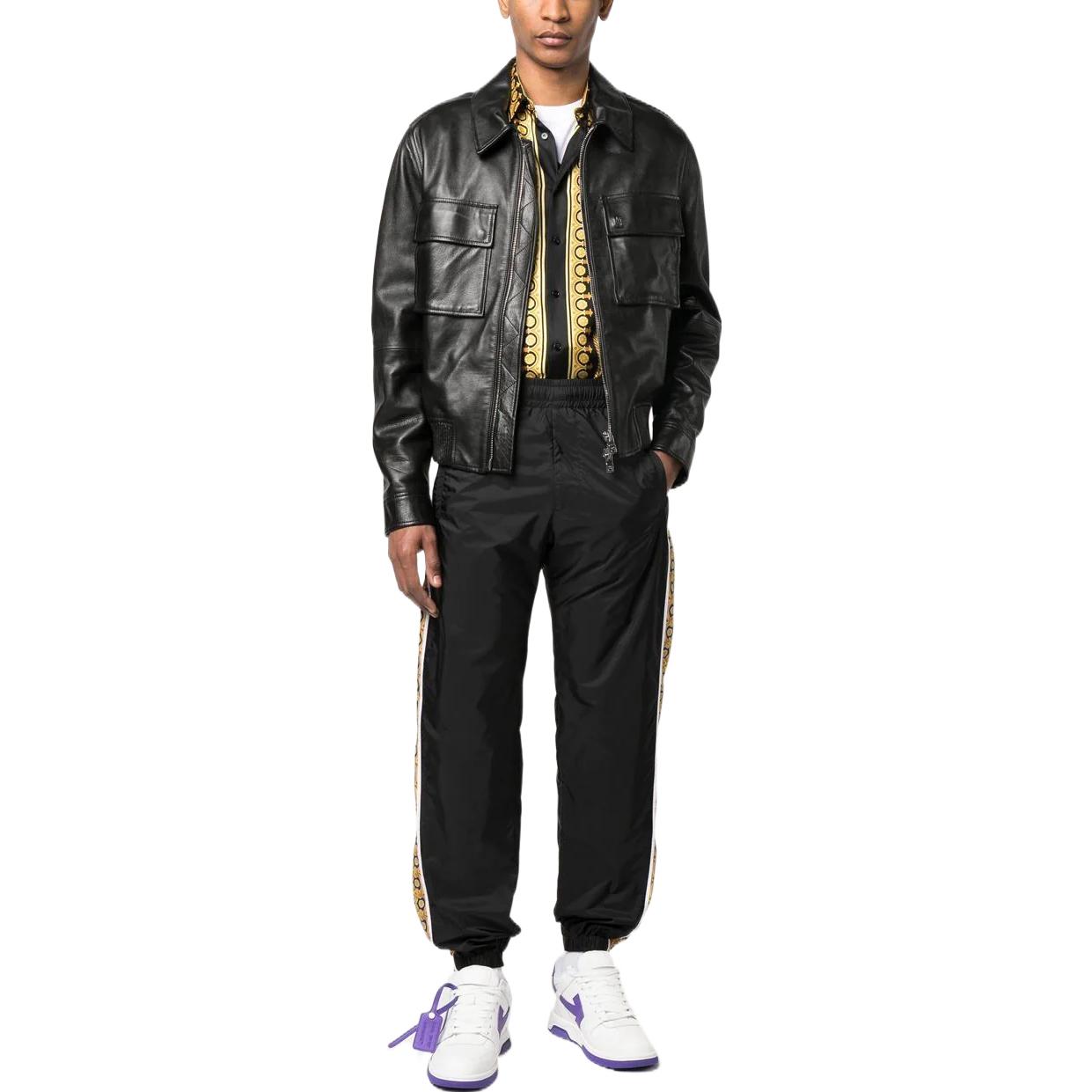 VERSACE  Black Pattern Stripe Jogger Knit Sweatpants 10081121-A05737-5U670 圖 3