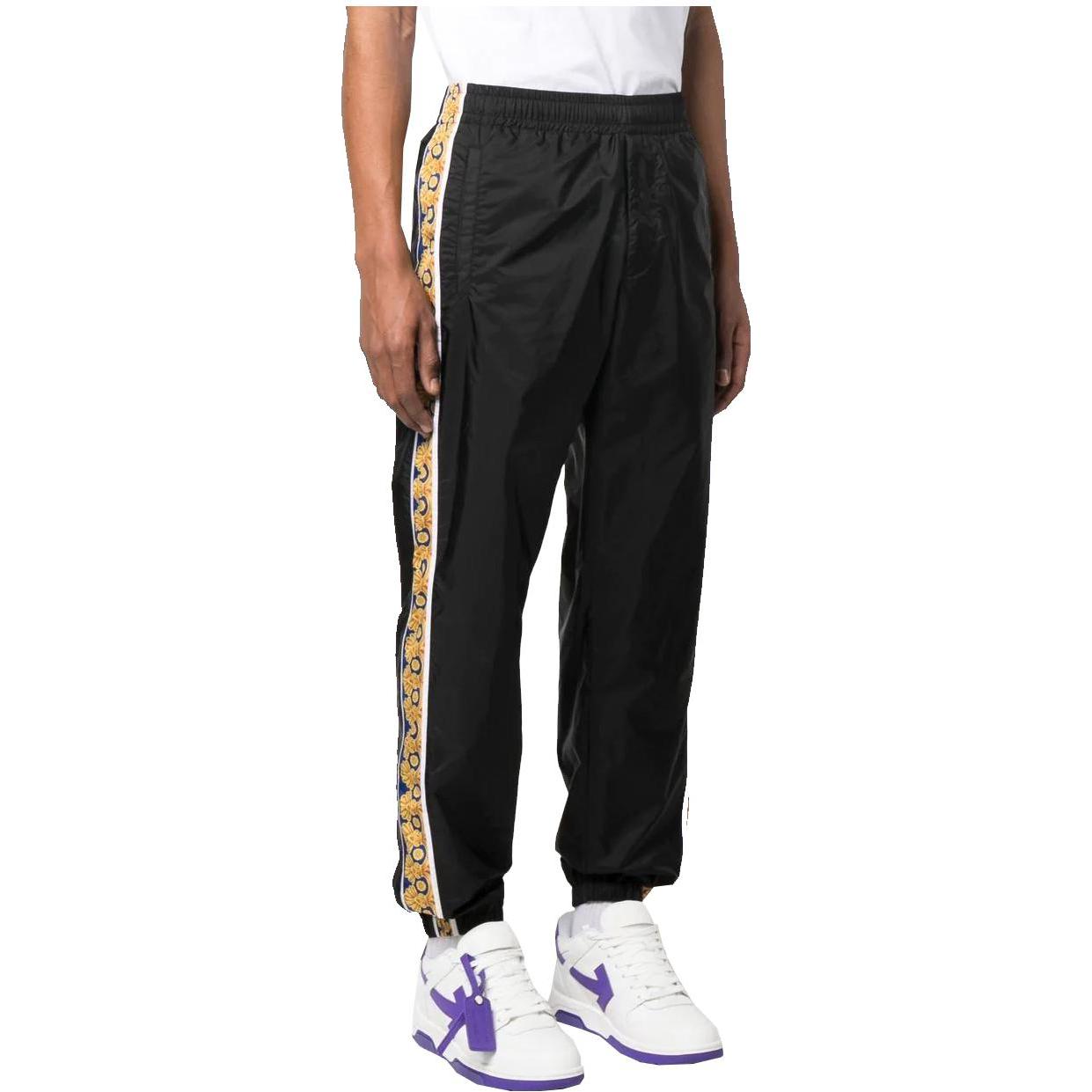 VERSACE  Black Pattern Stripe Jogger Knit Sweatpants 10081121-A05737-5U670 圖 5