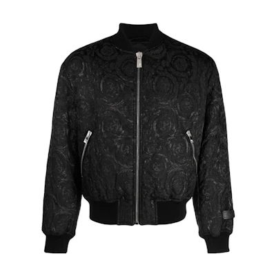 VERSACE Black Patterned Jacquard Bomber Jacket 1012669-1A08759-1B000