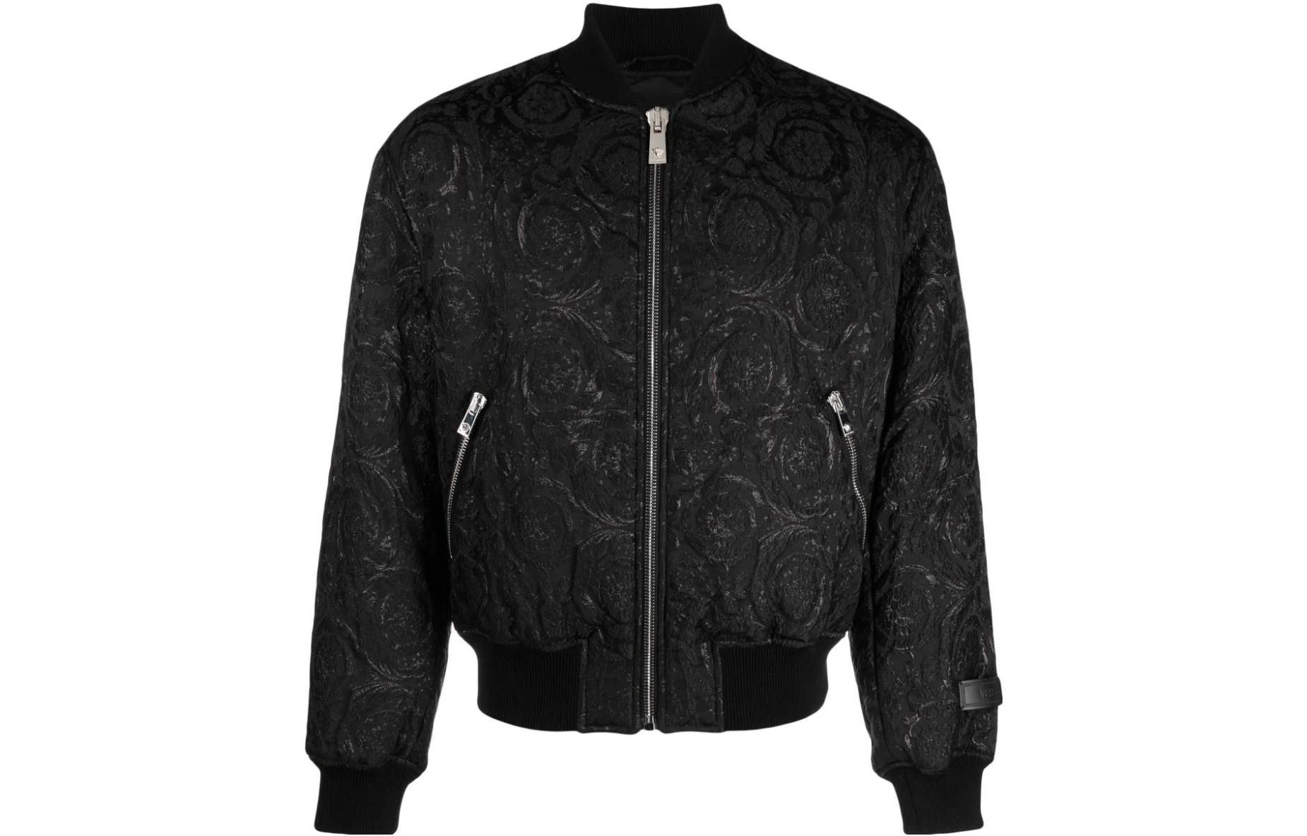 Order VERSACE  Black Patterned Jacquard Bomber Jacket 1012669-1A08759-1B000