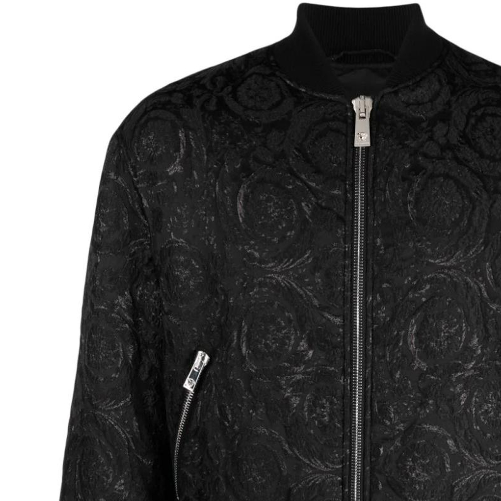 Details for VERSACE  Black Patterned Jacquard Bomber Jacket 1012669-1A08759-1B000