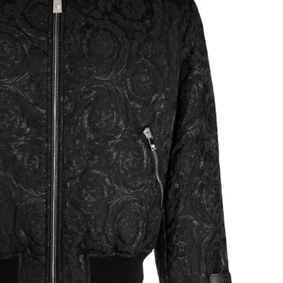 VERSACE Black Patterned Jacquard Bomber Jacket 1012669-1A08759-1B000 Sizing VERSACE Black Patterned Jacquard Bomber Jacket 1012669-1A08759-1B000