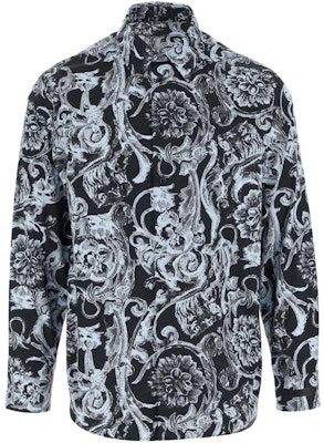 VERSACE Kemeja Hitam Bermotif Lengan Panjang Berkerah. 1013870-1A09746-5U970 Order VERSACE Kemeja Hitam Bermotif Lengan Panjang Berkerah. 1013870-1A09746-5U970