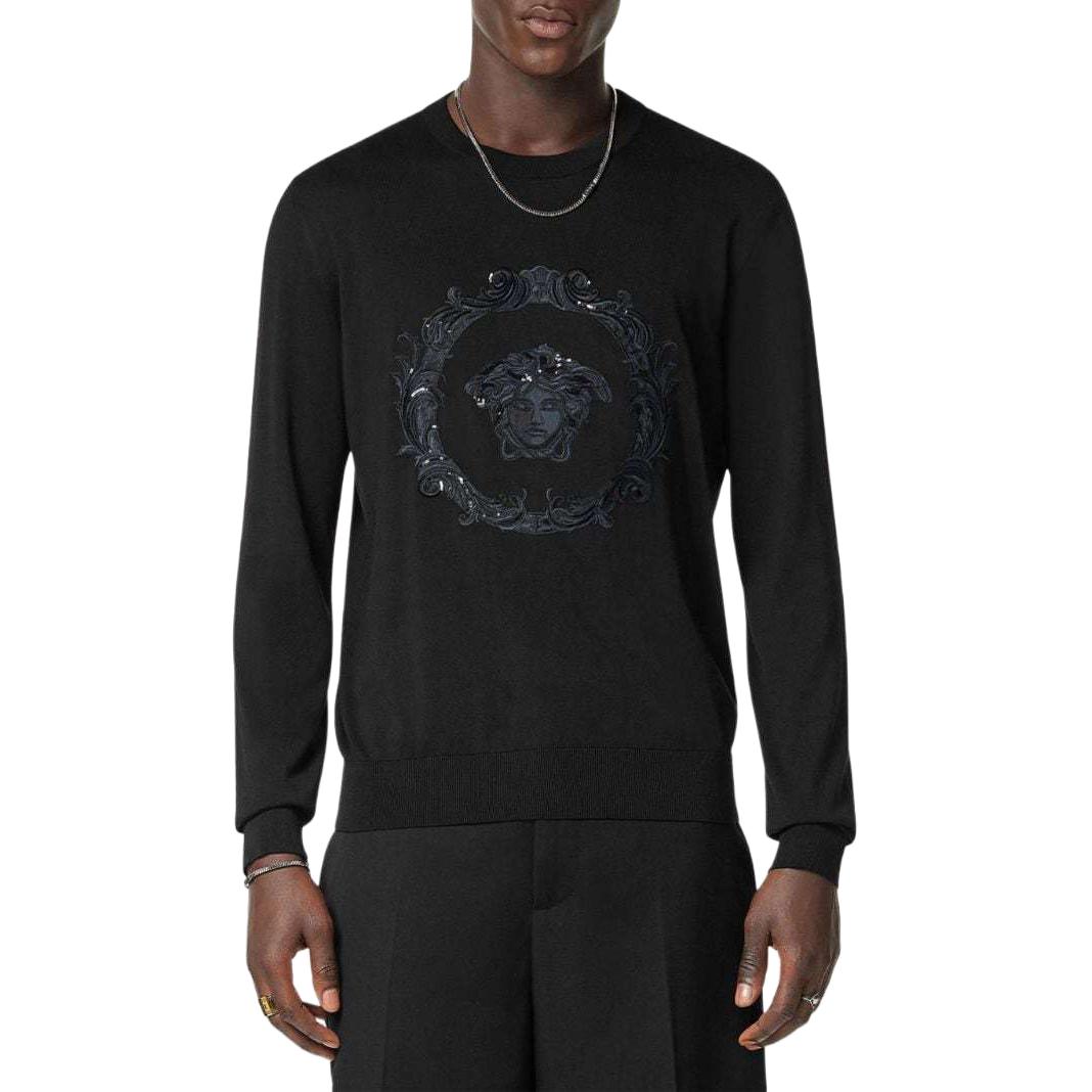 VERSACE  Black Pullover Sweatshirt with Solid Logo Embroidery. 1015031-1A10570-1B000 圖 4
