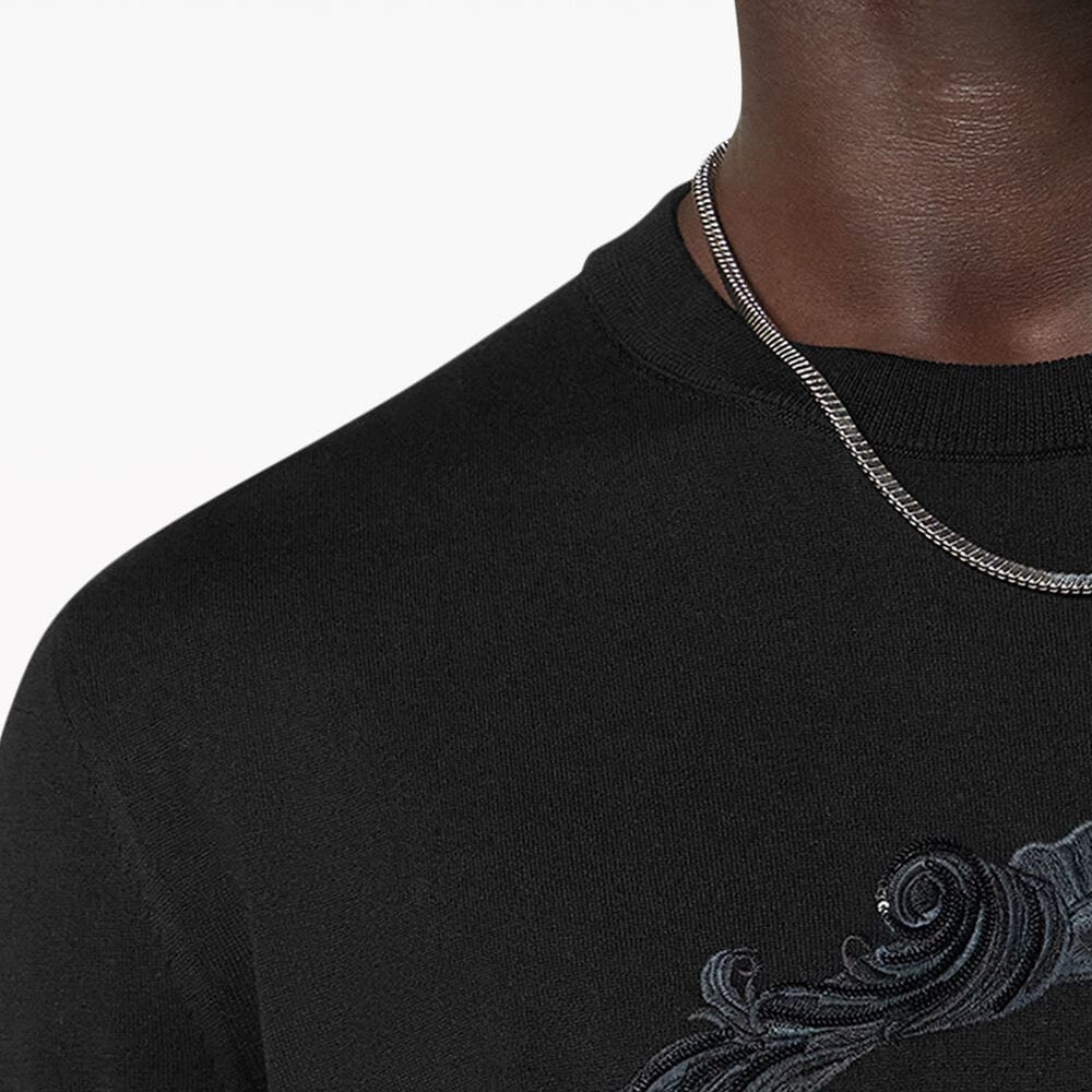 VERSACE  Black Pullover Sweatshirt with Solid Logo Embroidery. 1015031-1A10570-1B000 圖 6