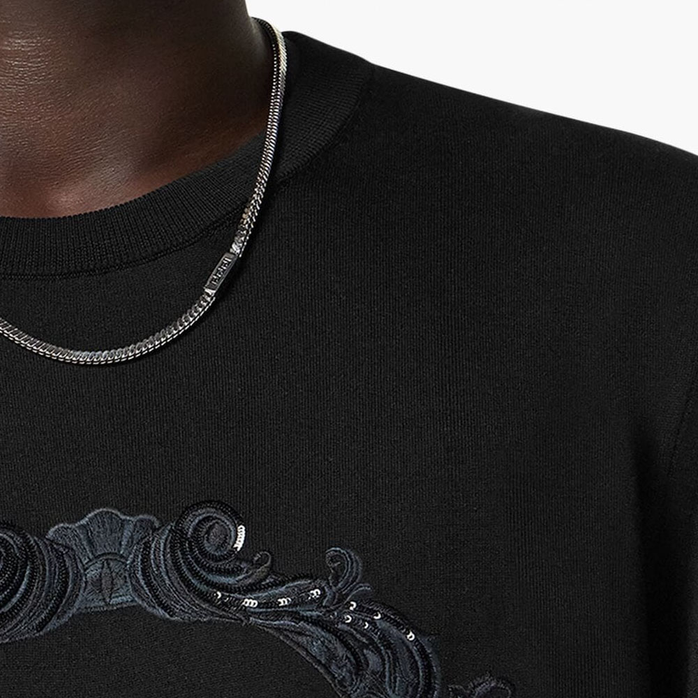 VERSACE  Black Pullover Sweatshirt with Solid Logo Embroidery. 1015031-1A10570-1B000 圖 7